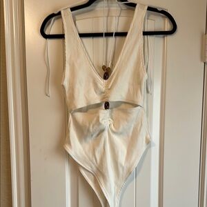 Zara Cream Intimates with Deep V-Neck and Cut-Out Design